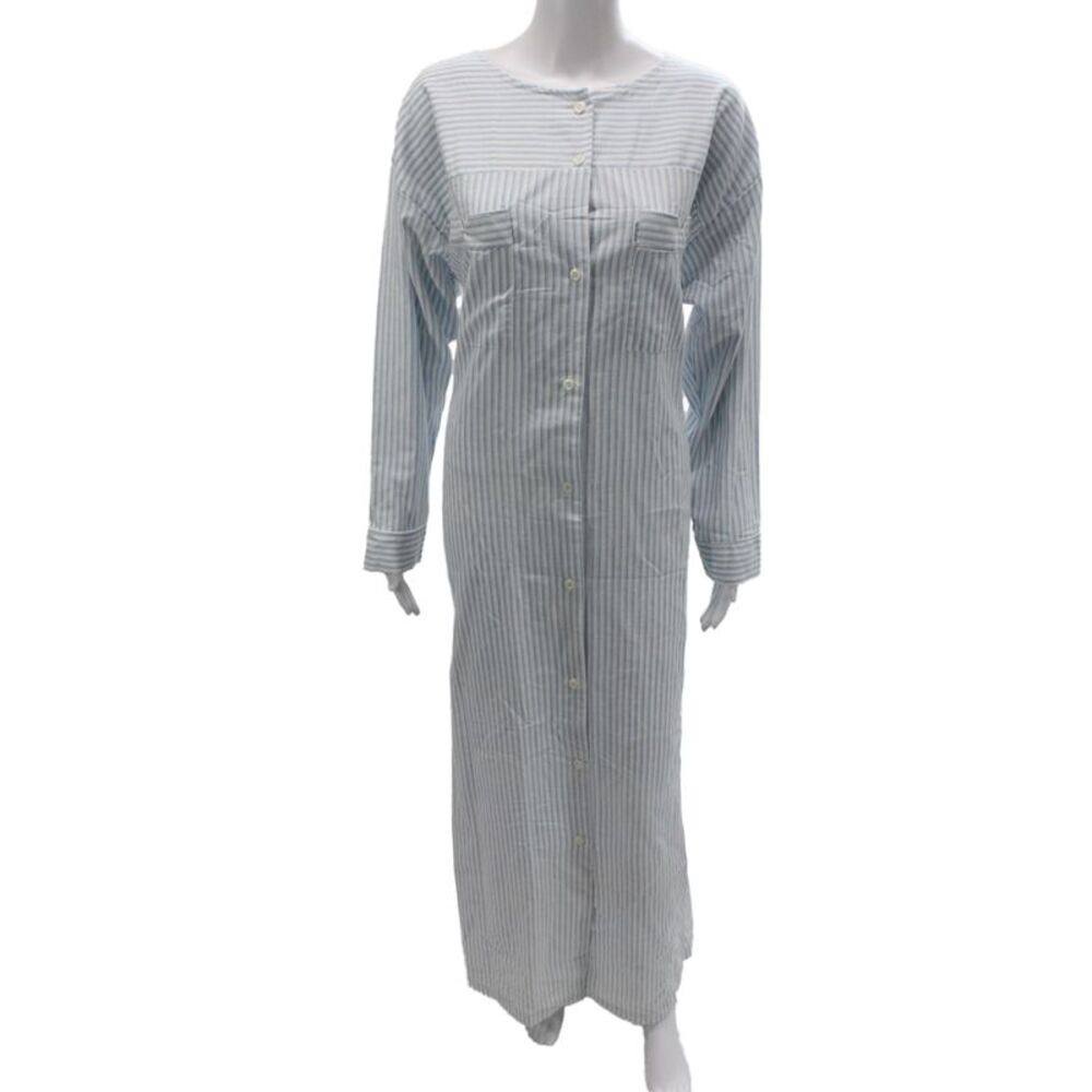 Cacharel Womens Chemise Midi Cotton Striped Long Sleeve Button Size M